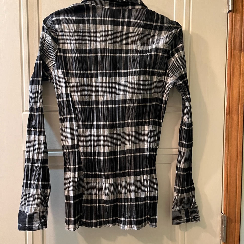 Black and White Plaid Button Down Shirt - Picture 2 of 5